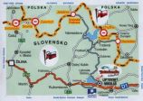 Mapka lokalizacyjna<p>Przedstawia położenie Tatralandii względem przejść granicznych z Polską<p>